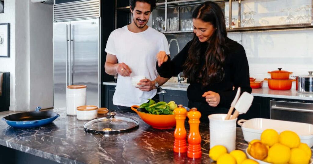 a couple cooking