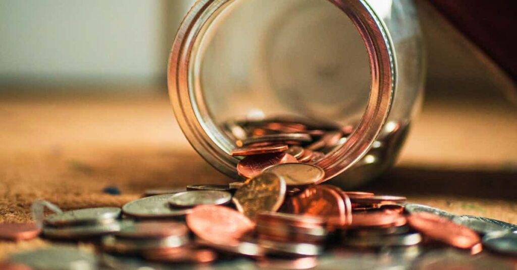 coins saved in a jar