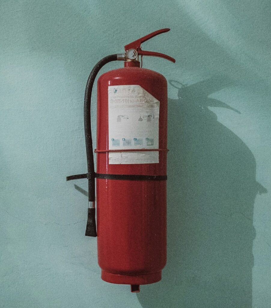 A photo of a fire extinguisher