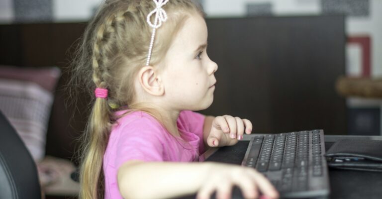 Young girl using a computer.